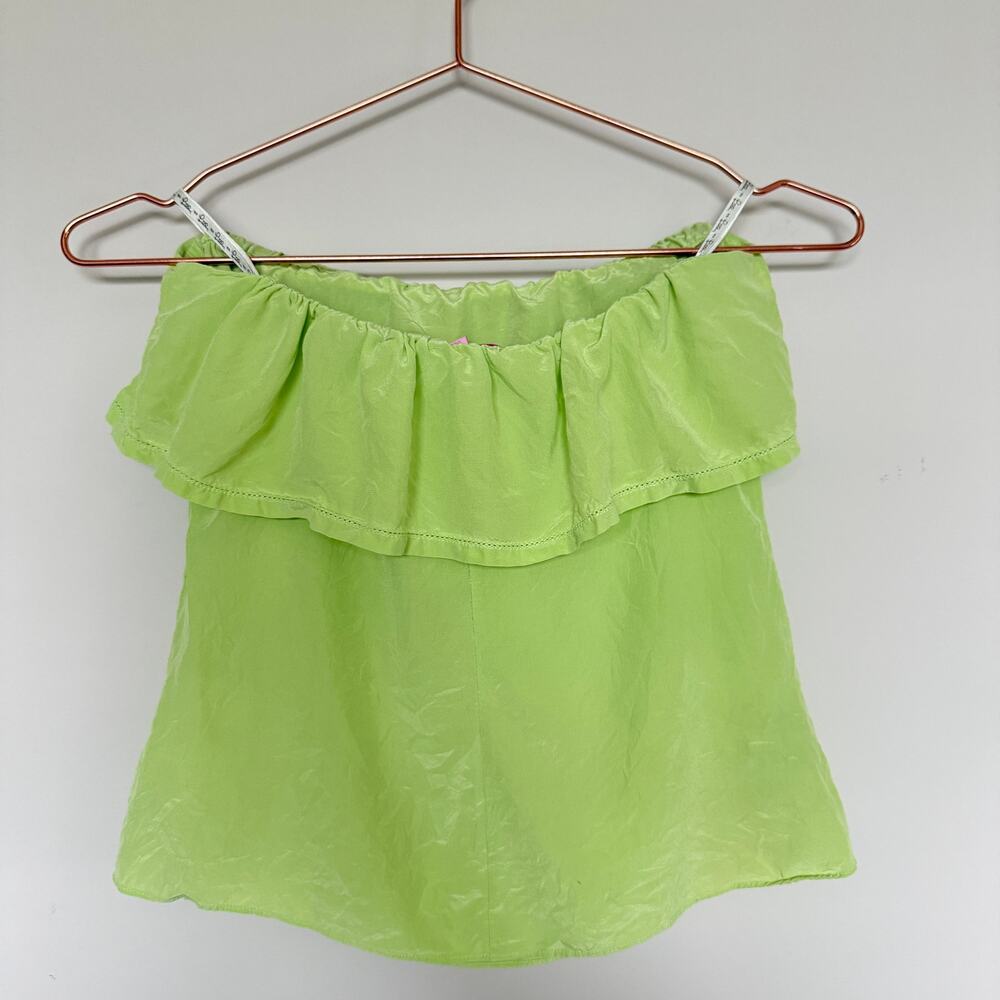 Lilly Pulitzer Women Silk Ginny Top Small Lime Green Coastal Y2K Summer Vacation - Picture 6 of 6
